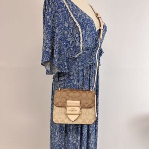 Coach CL429 Morgan Square Crossbody In Blocked IN Light Khaki Multi
